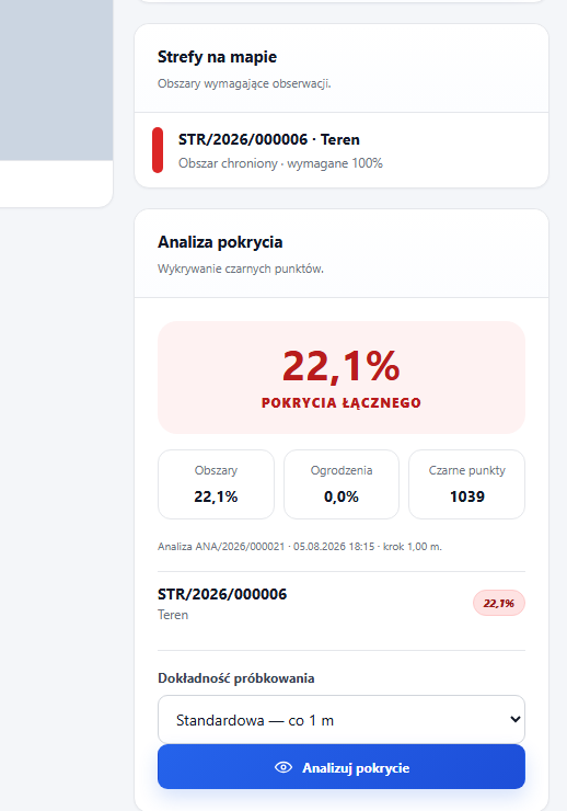 ASK Security Designer — panel analizy pokrycia i wykrywania martwych stref